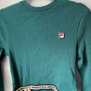 fila knit green crop shirt